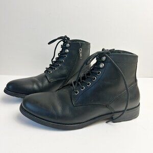 Vince Camuto Boots 9 Black Laran Combat Boots Leather Lace Up
